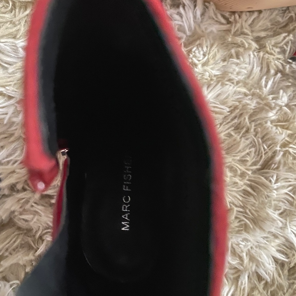 Marc Fisher Red Suede Booties Block Heel Size 7 - image 5